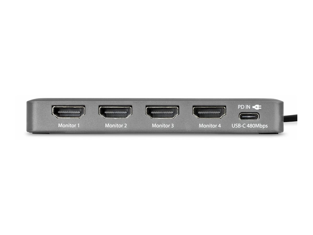 STARTECH.COM USB-C zu 4-Monitor Workstation Adapter 4K 60Hz HDMI 140W PD Passthrough USB fur Tastatur und Maus TAA