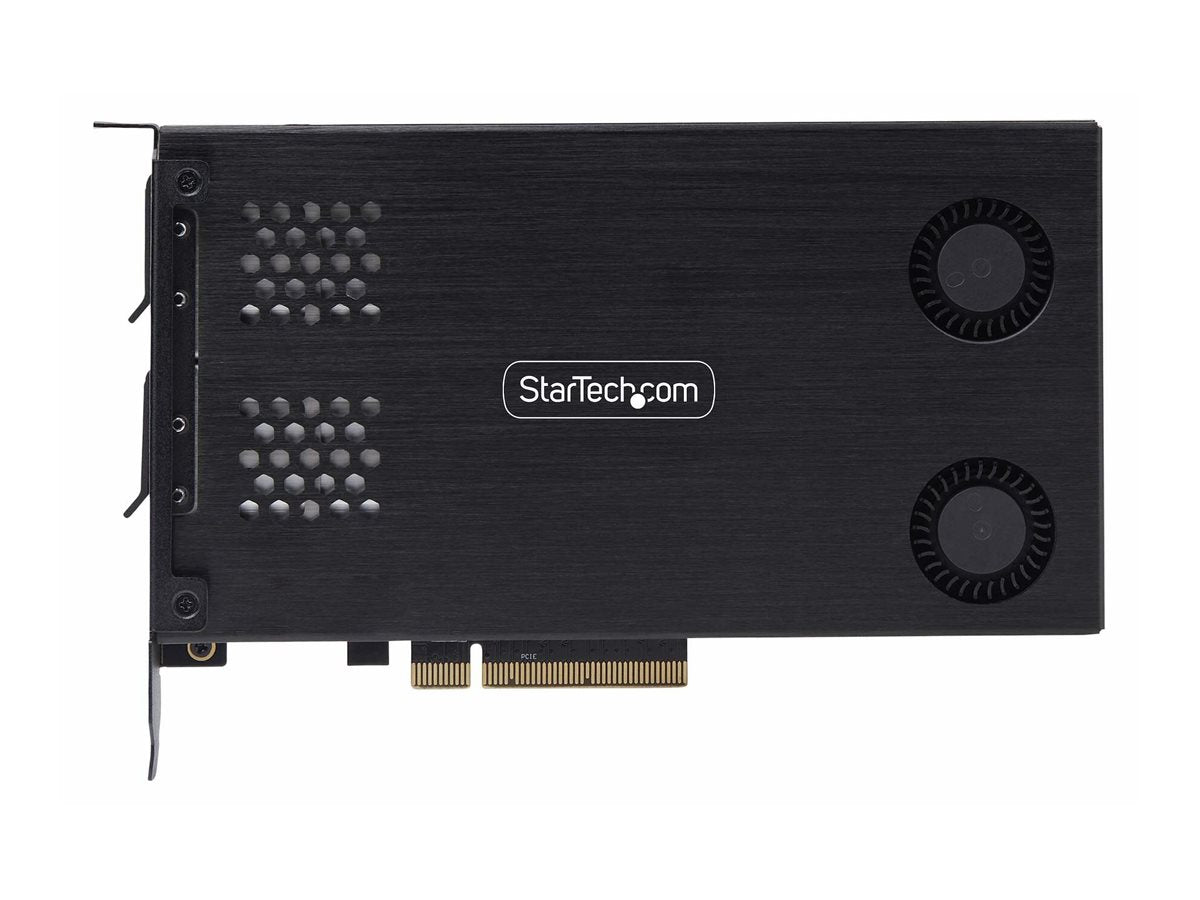 STARTECH.COM Dual-Bay M.2 NVMe Wechselrahmen M.2 SSD zu PCIe x8 Adapter PCI Express Bifurcation nötig Werkzeugloser Einbau