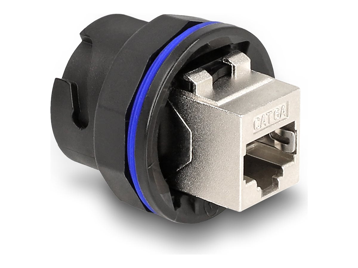 DELOCK RJ45 Cat.6A Einbaubuchse / Kupplung schwarz - Vorderansicht