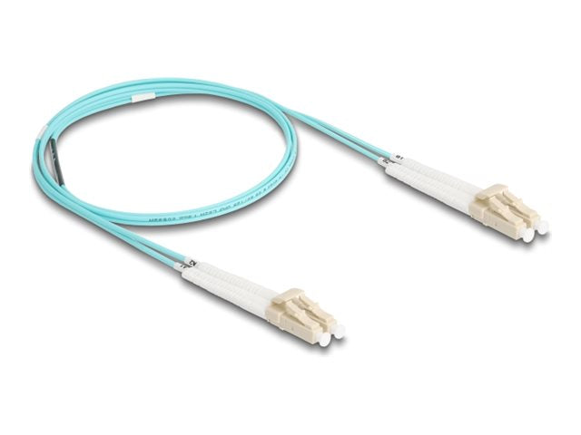 DELOCK LWL Kabel LC Duplex zu LC Duplex Multimode OM3 winkelbar 1m - Vorderansicht