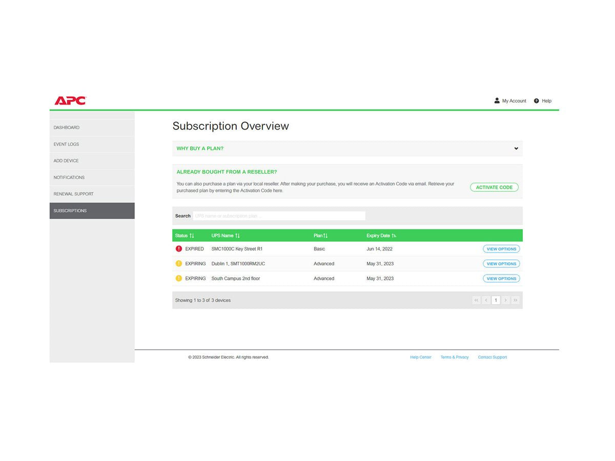 APC 1-UPS Standard 3Y Plan SmartConnect Detailansicht