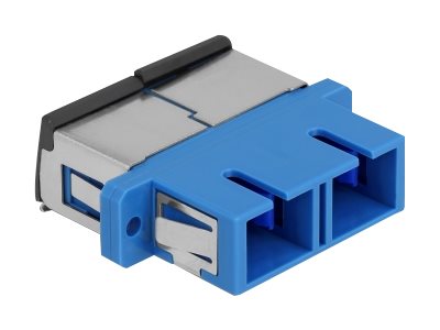 DELOCK LWL Kupplung mit Laserschutzklappe SC Duplex Buchse zu SC Duplex Buchse Singlemode blau