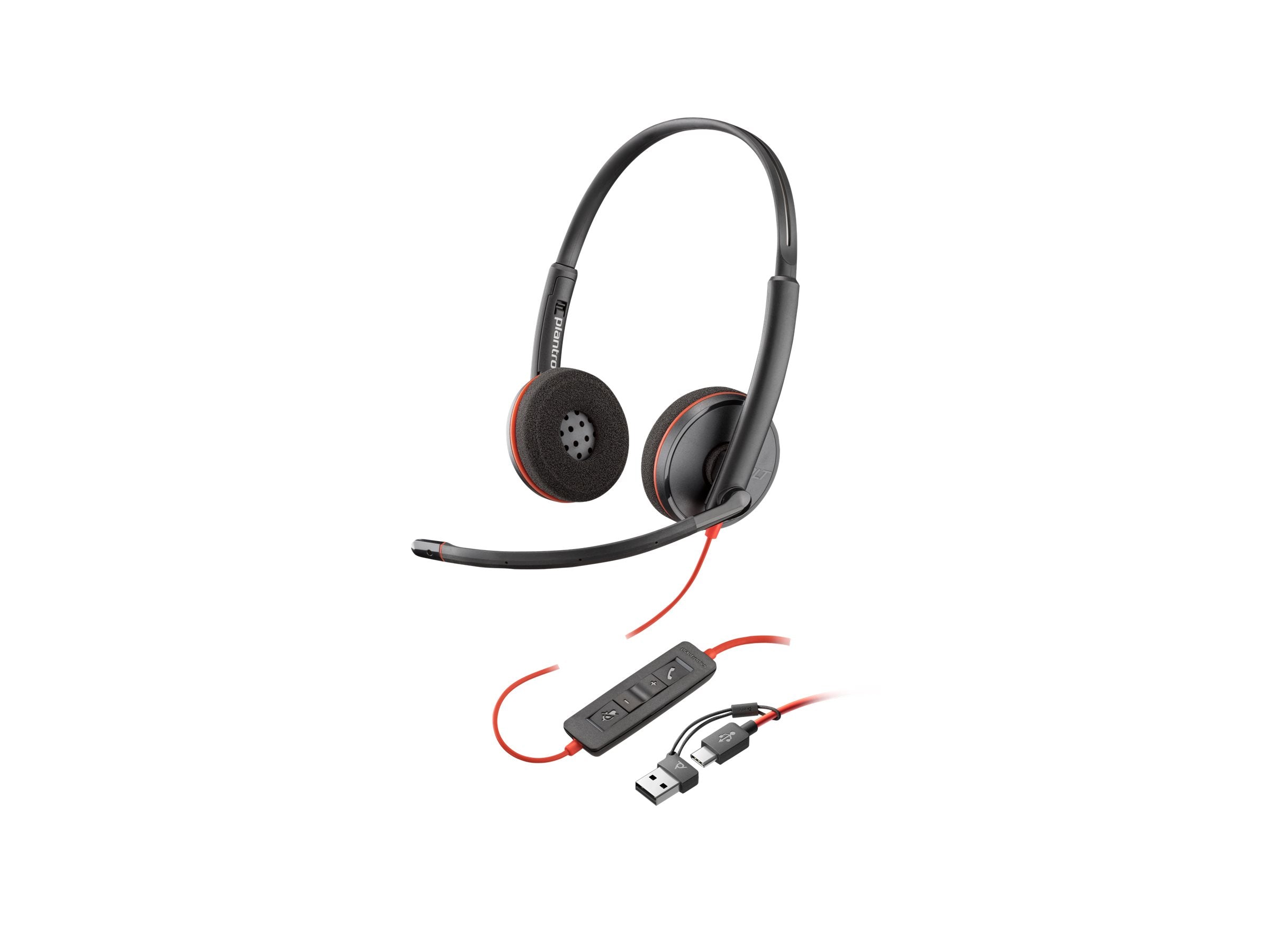 HP Poly Blackwire 3220 Stereo USB-C Black Headset +USB-C/A Adapter Bulk