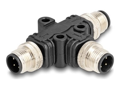 DELOCK M12 T-Splitter A-kodiert 4 Pin Stecker Vorderansicht