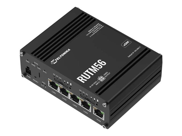 Vorderansicht des TELTONIKA NETWORKS RUTM56 DUAL MODEM 5G/4G/LTE SIM/eSIM Plug & Play Routers