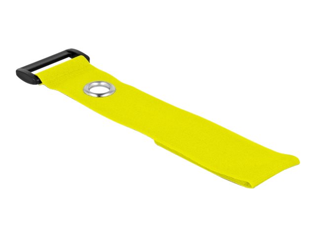 DELOCK Klett-Kabelbinder mit Schlaufe und Befestigungsöse L 280 x B 38mm gelb 3 Stück