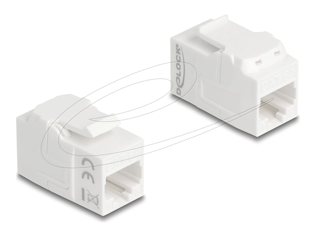 DELOCK Keystone Modul Kupplung RJ45 Buchse zu RJ45 Buchse UTP Cat.6A weiss - Vorderansicht