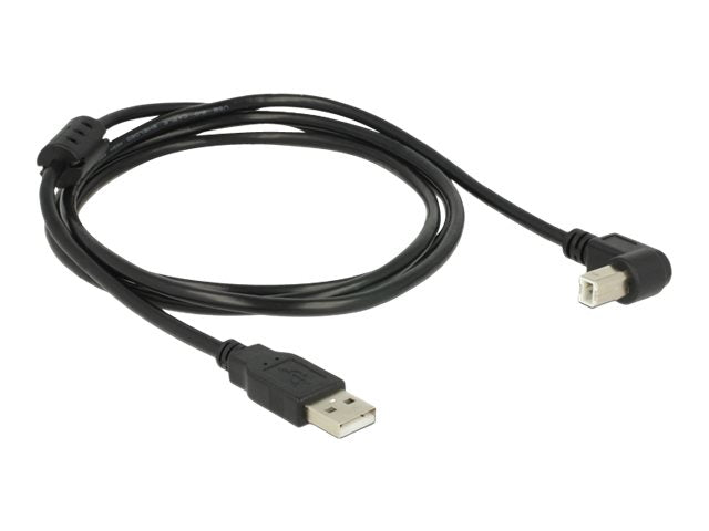 DELOCK Kabel USB 2.0 A Stecker > USB 2.0 B Stecker 90 G gewinkelt unten 1,5 m schwarz - Vorderansicht