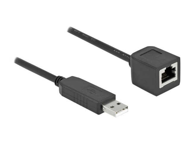 DELOCK Serielles Anschlusskabel mit FTDI Chipsatz USB 2.0 Typ-A Stecker zu RS-232 RJ45 Buchse 50cm schwarz