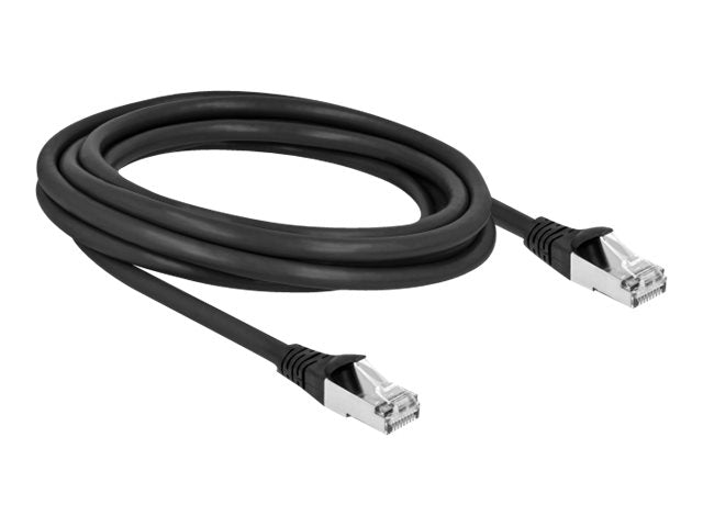 DELOCK RJ45 Netzwerkkabel Cat.6A S/FTP PUR Outdoor 3m schwarz - Vorderansicht
