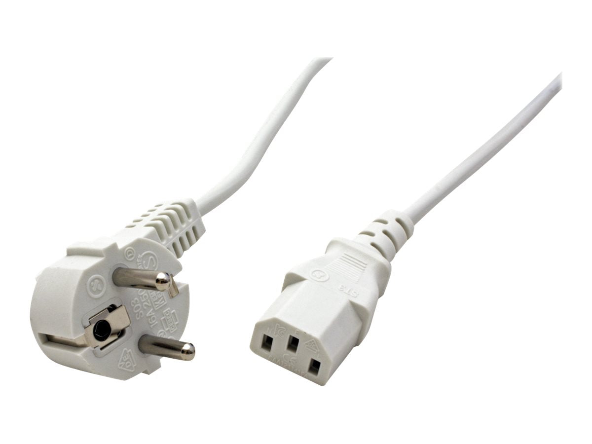 VALUE Netzkabel gerade IEC-Buchse weiss 1,8m - Vorderansicht