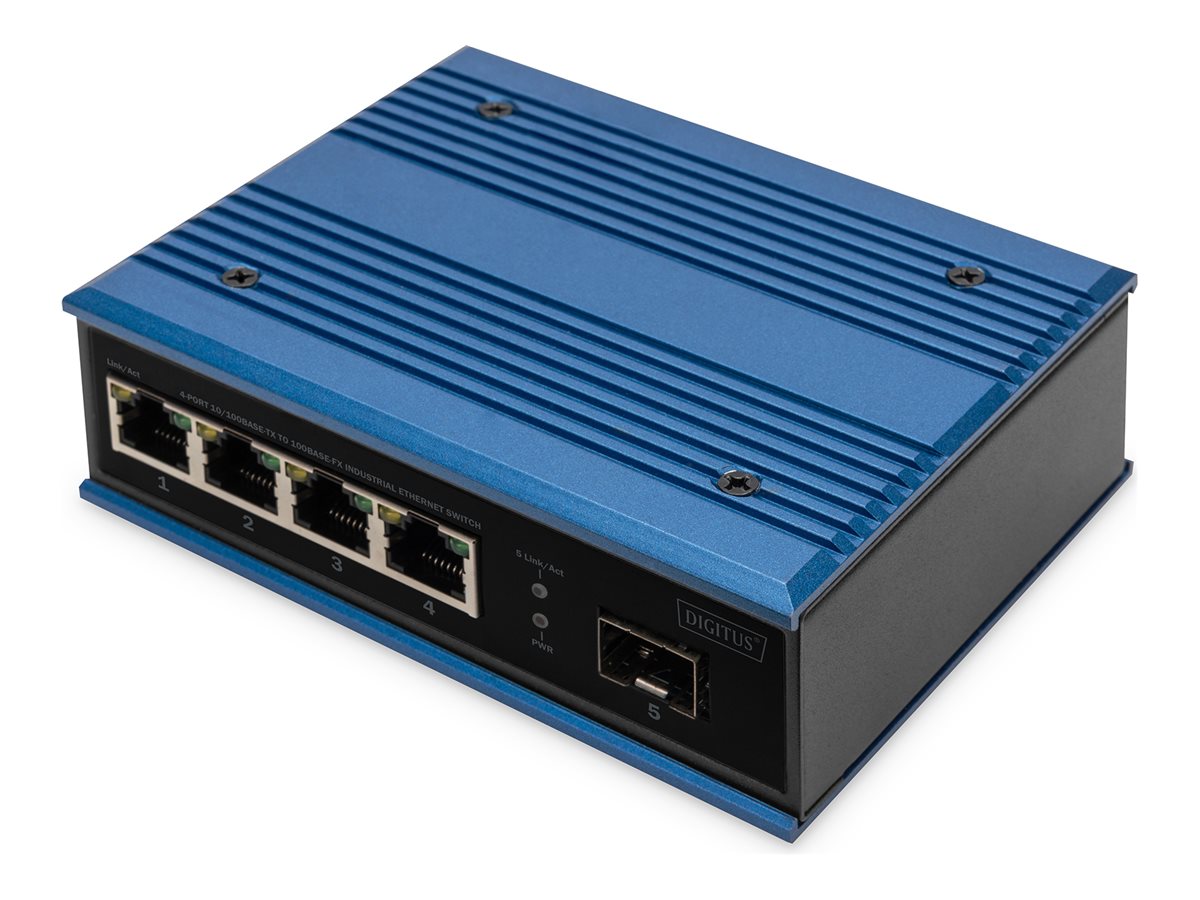 DIGITUS Industrial 4+1 Port Fast Ethernet Switch Vorderansicht