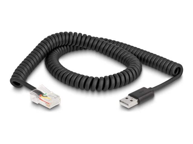 DELOCK RJ50 zu USB 2.0 Typ-A Spiralkabel 2 m - Vorderansicht