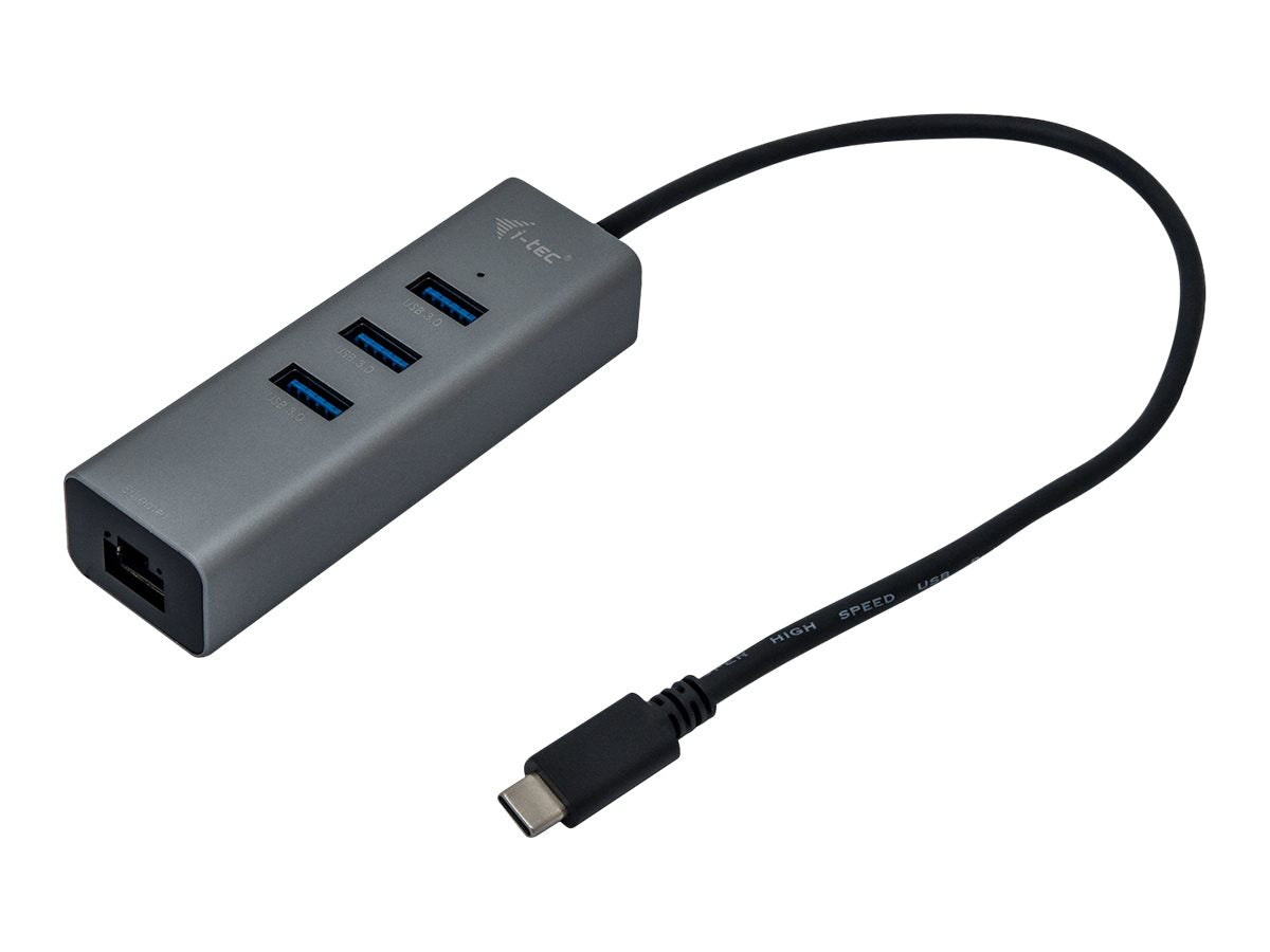 I-TEC USB-C Metal 3-Port HUB mit angeschlossenen Geräten