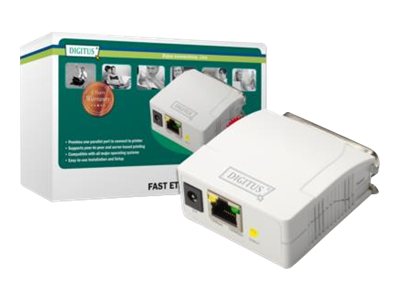DIGITUS Fast Ethernet Printserver 1xParallel 1xRJ-45 Vorderansicht