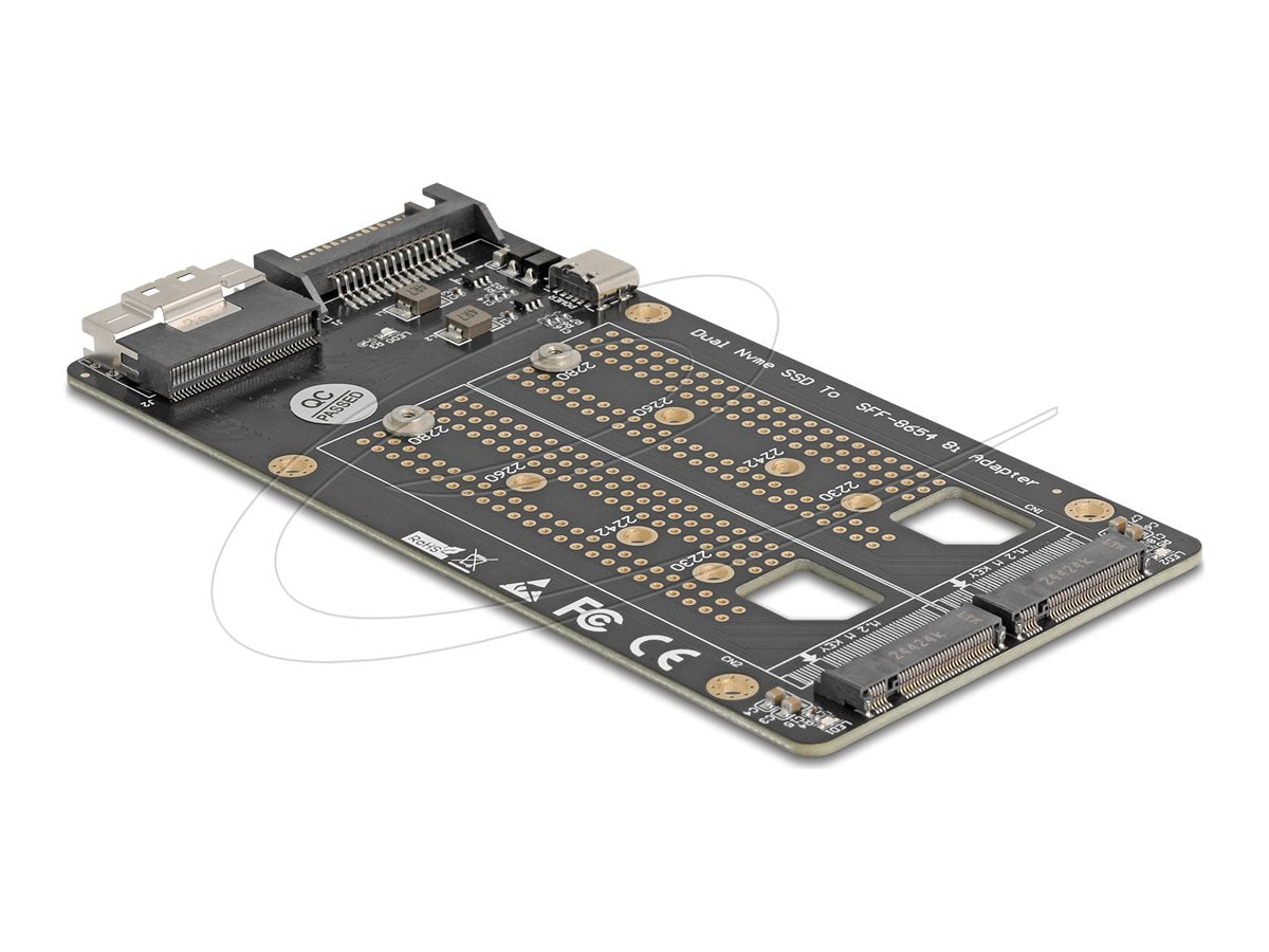 DELOCK SFF-8654 8i zu 2 x M.2 Key M NVMe SSD Konverter - Vorderansicht