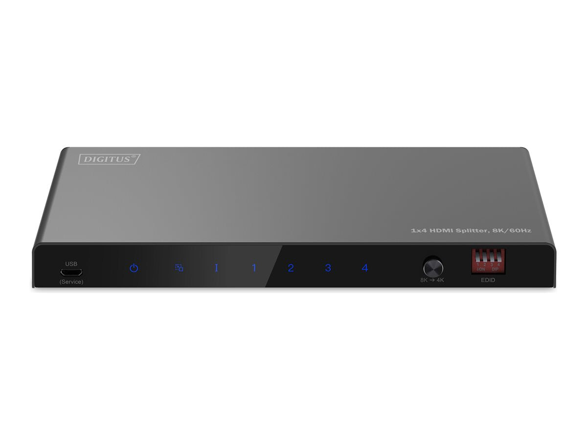 DIGITUS 1x4 HDMI Splitter 8K/60Hz Toslink Stereo EDID Control