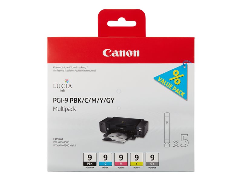 CANON 1LB PGI-9 PBK C M Y GY Tintenbehälter Detailansicht
