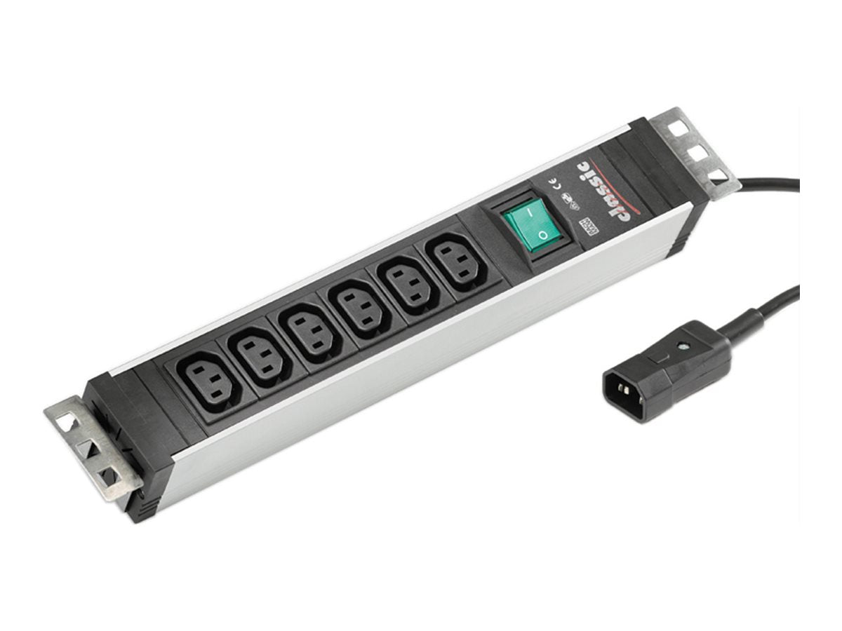 BACHMANN Kaltgerätesteckdosenleiste 6x C13 Buchse C14 Stecker Vorderansicht