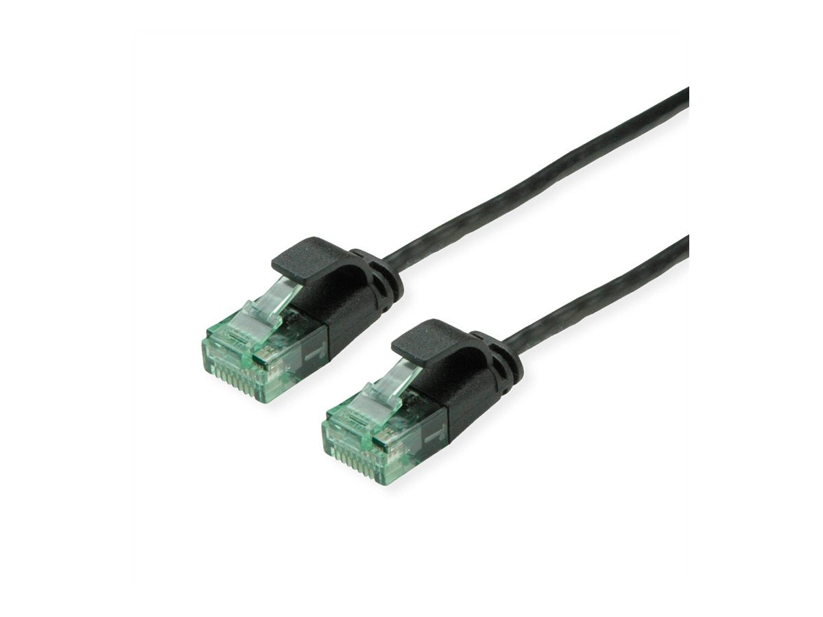 ROLINE RM UTP DataCenter Patchkabel Kat.6A Class EA slim schwarz 0,3m - Vorderansicht