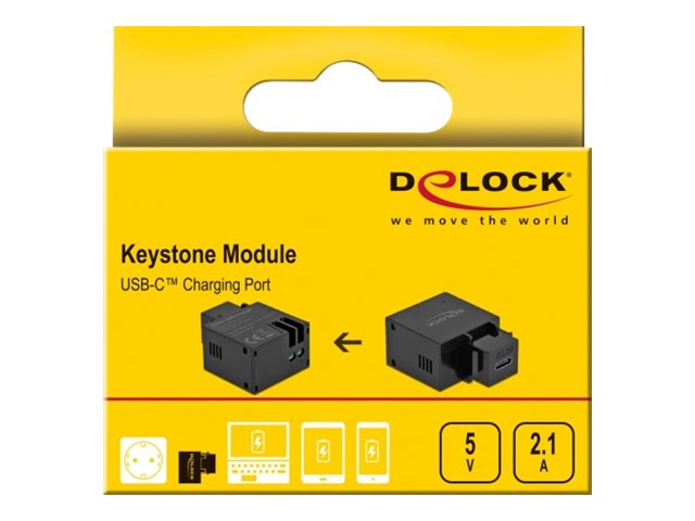 DELOCK Keystone Modul mit USB Type-C Ladebuchse 2,1 A schwarz - Detailansicht