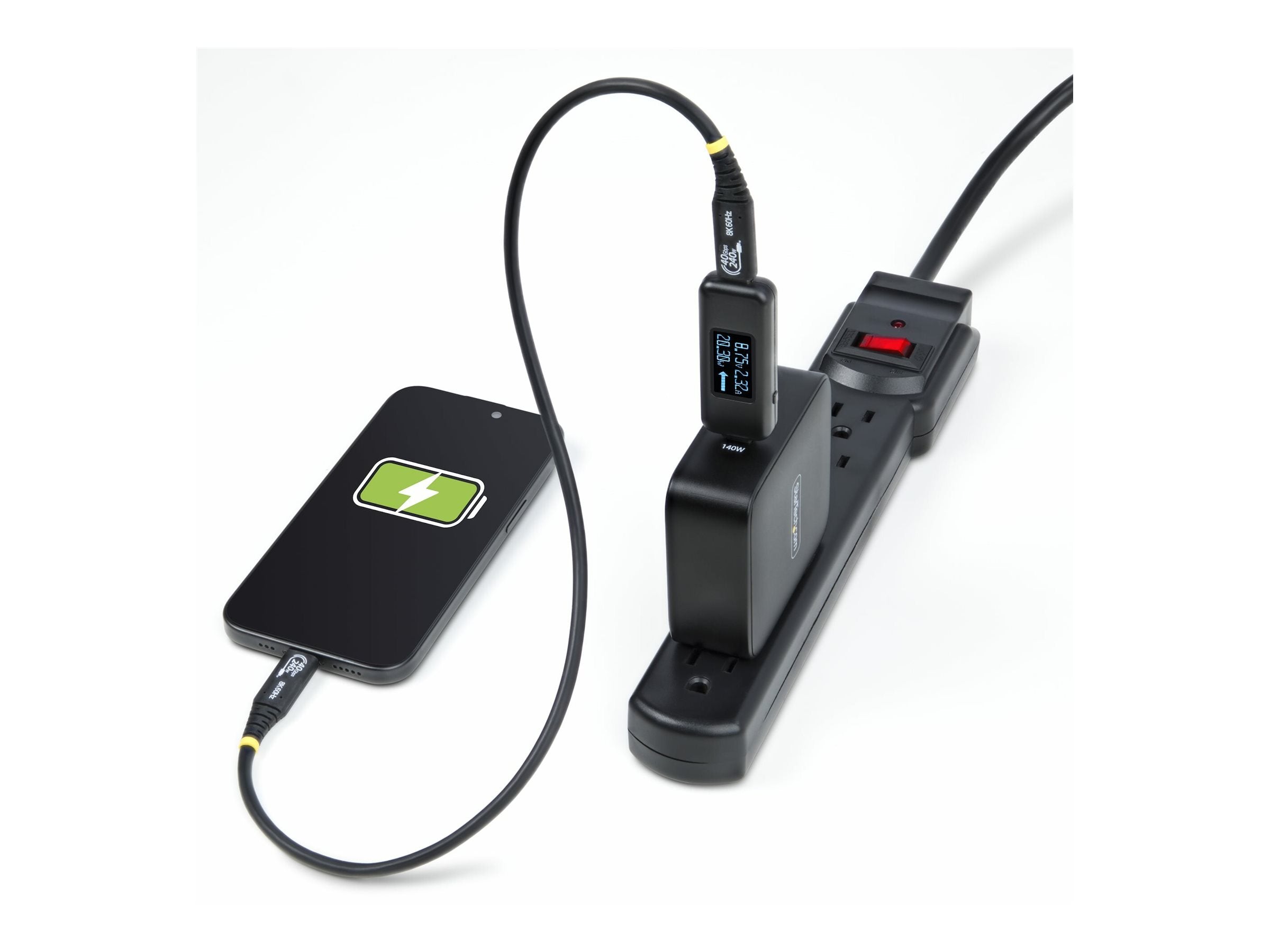 STARTECH.COM USB-C Stromtester/Kabeltester Bidirektionales Digitalmultimeter fur Leistung Spannung und Strom 240W PD EPR
