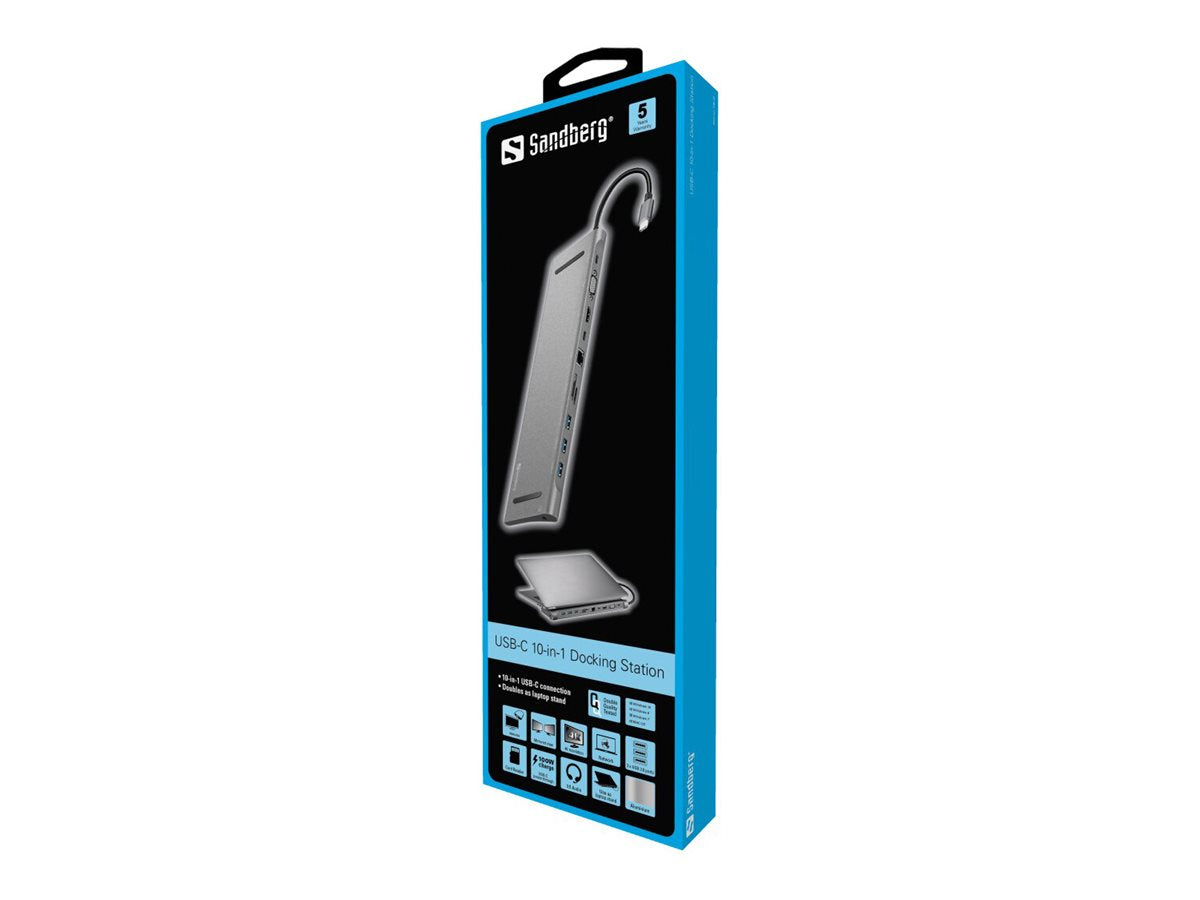 SANDBERG USB-C 10-in-1 Docking Station Vorderansicht