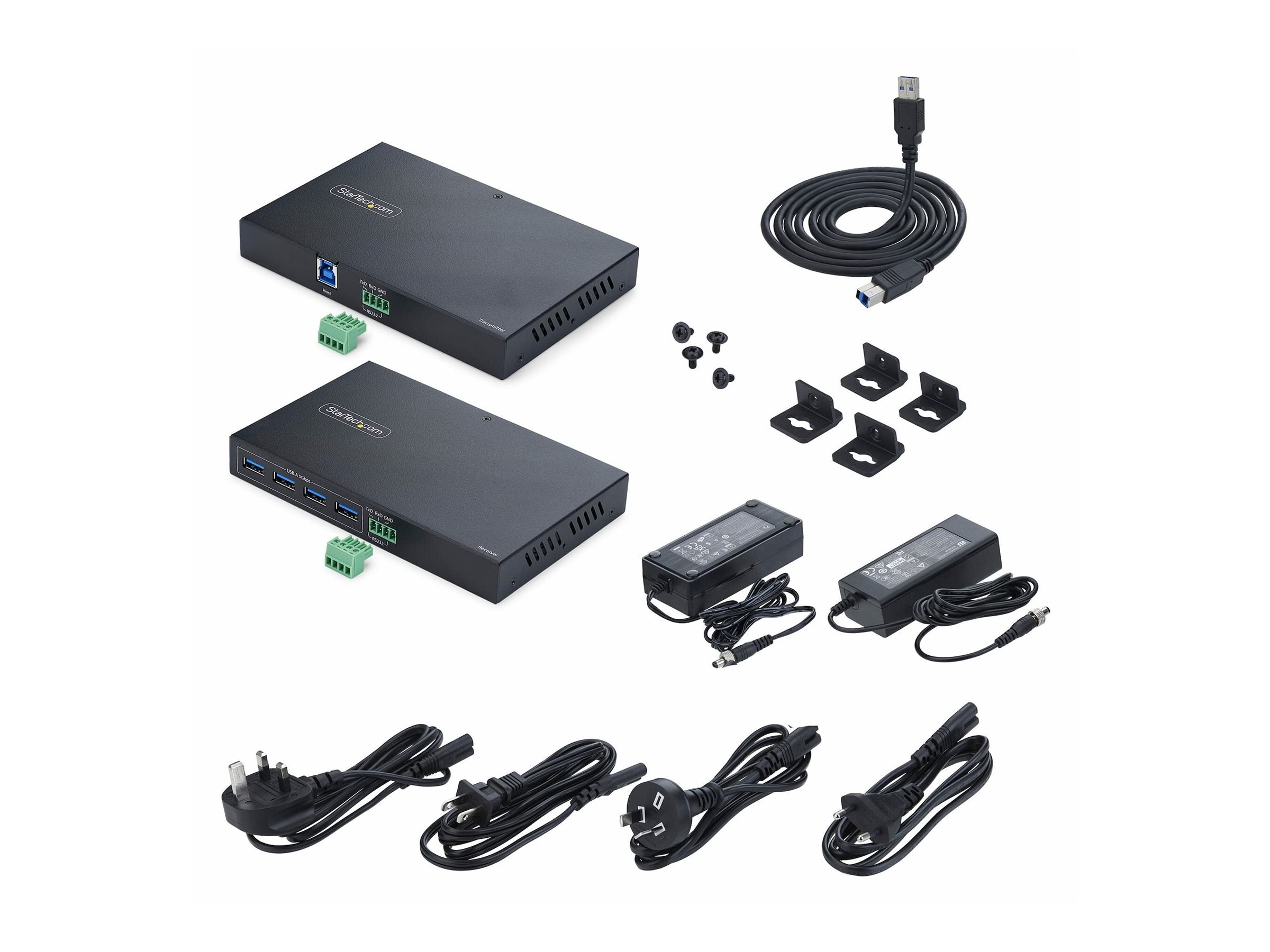 STARTECH.COM 4-Port USB 3.0 Extender uber Ethernet bis zu 100m via Cat6a / Cat7 / Cat8 RJ45 Kabel Erweiterung fur entfernte USB Gerä