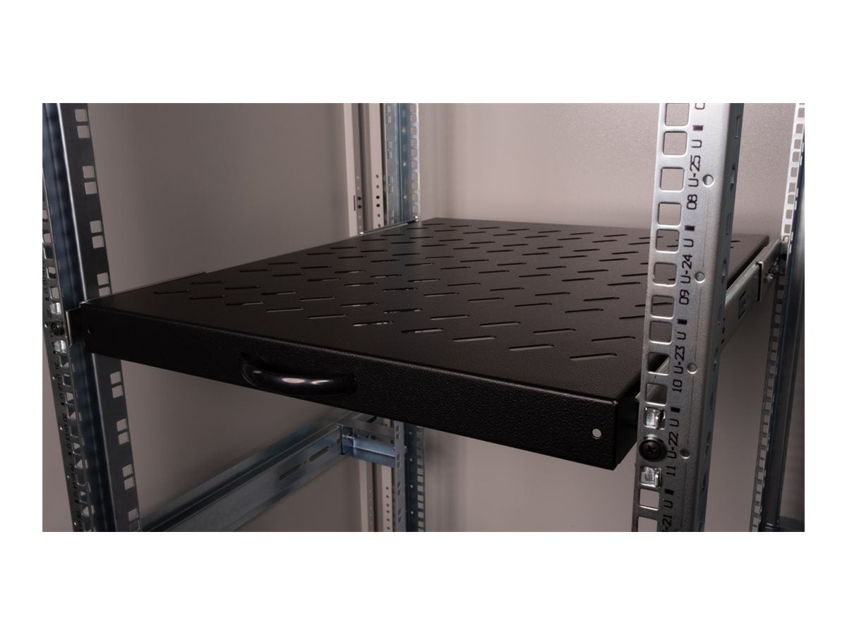 ROLINE Fachboden 48,26cm 19Zoll 1 HE ausziehbar 550 T 25 kg schwarz - Vorderansicht