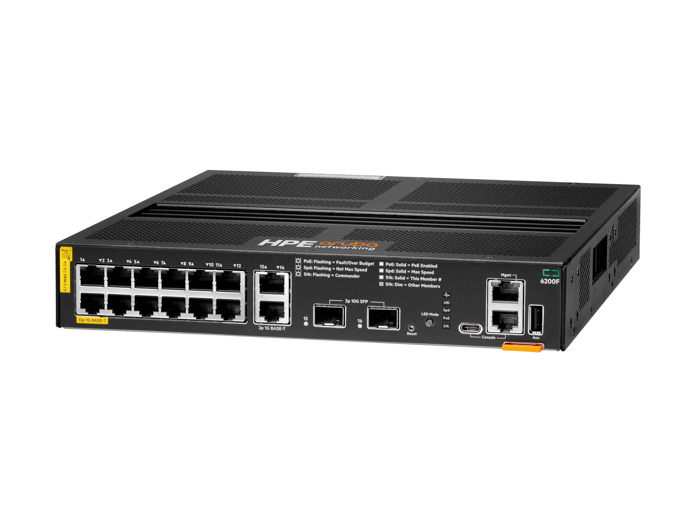ARUBA HPE Aruba 6200F 12G Class4 PoE Switch Rückansicht