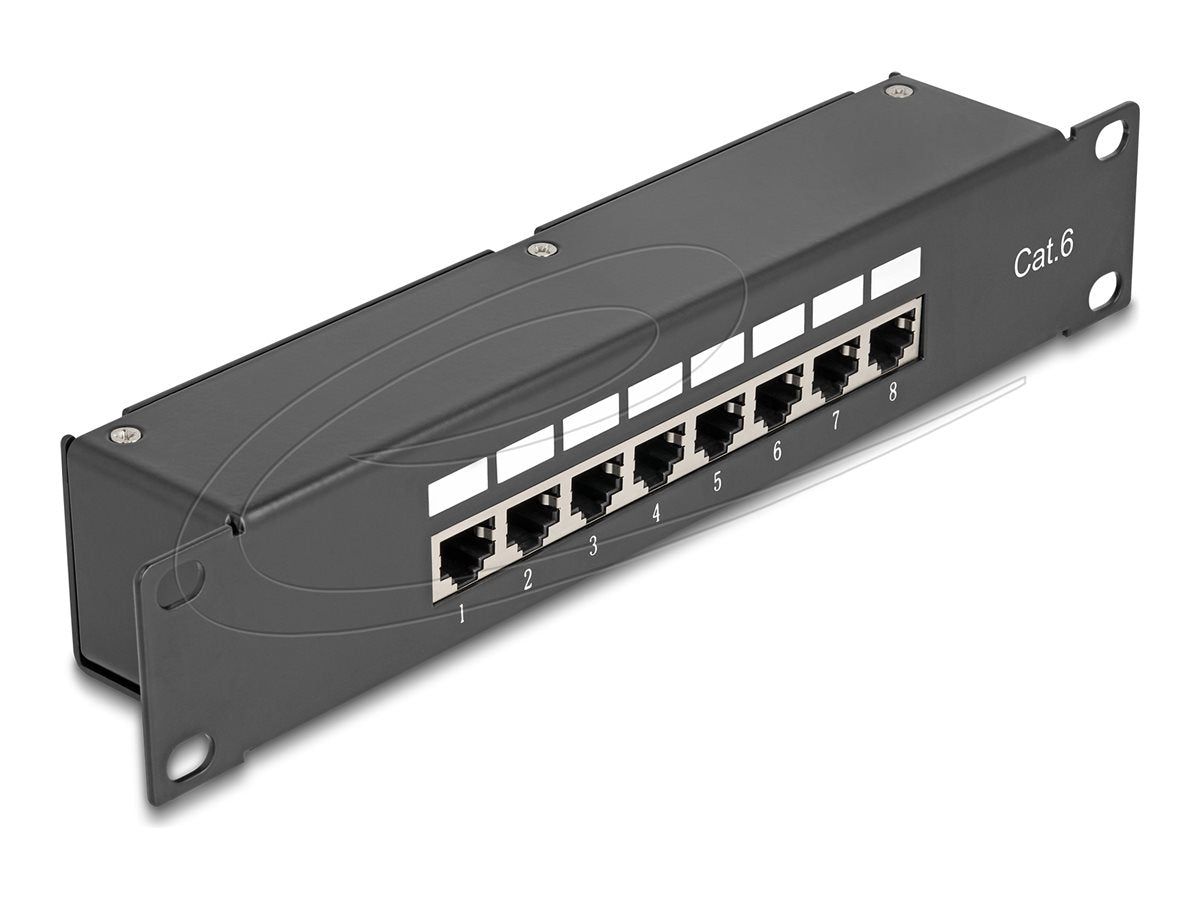 DELOCK 25,4cm 10Zoll Kupplungs-Patchpanel 8 Port Cat.6 Vorderansicht