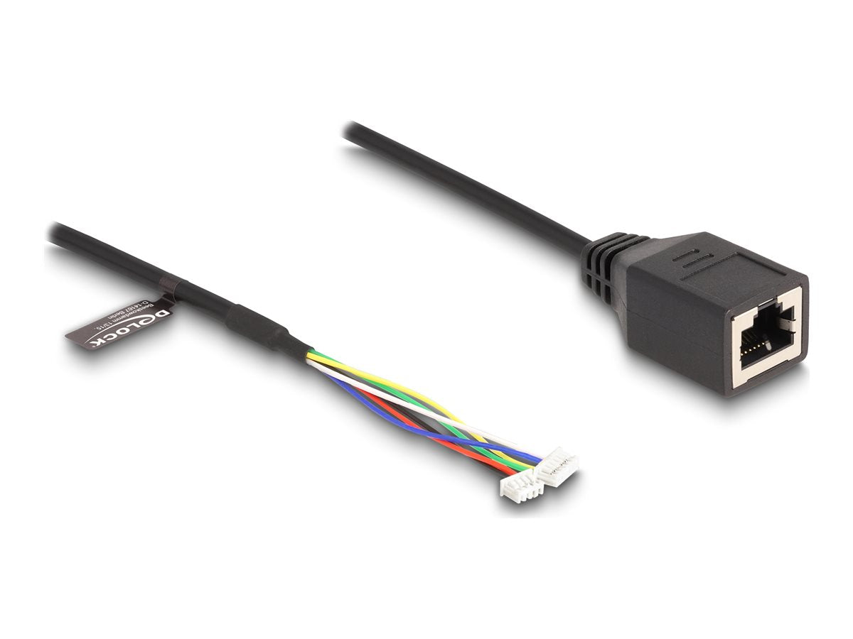 DELOCK Kabel RJ45 Buchse zu Pfostenbuchse 1,25mm 4 Pin und Pfostenbuchse 1,25mm 6 Pin Cat.5e 30cm schwarz - Vorderansicht