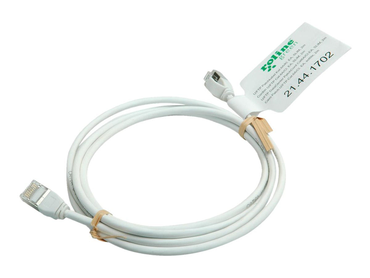ROLINE GREEN U/FTP Patchkabel Kat.6A Class EA LSOH slim weiss 0,5m Vorderansicht
