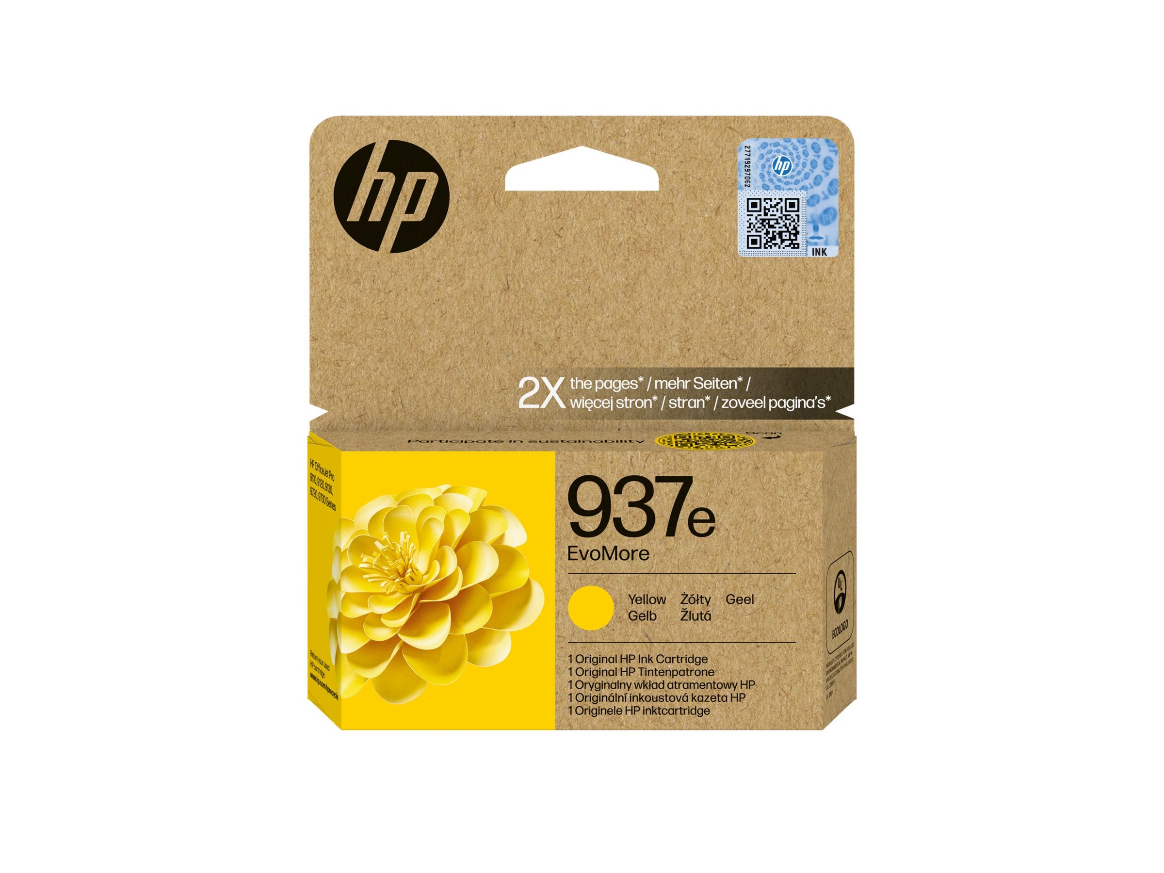 HP 937e EvoMore Yellow Original Ink Cartridge Detailansicht