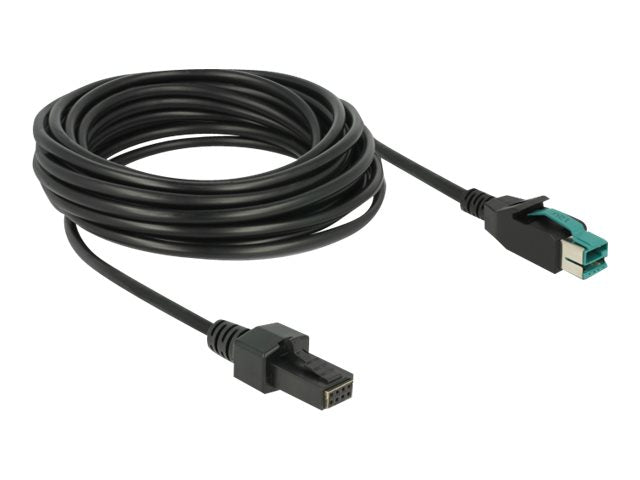 DELOCK PoweredUSB Kabel Stecker 12 V > 2 x 4 Pin Stecker 5 m - Vorderansicht