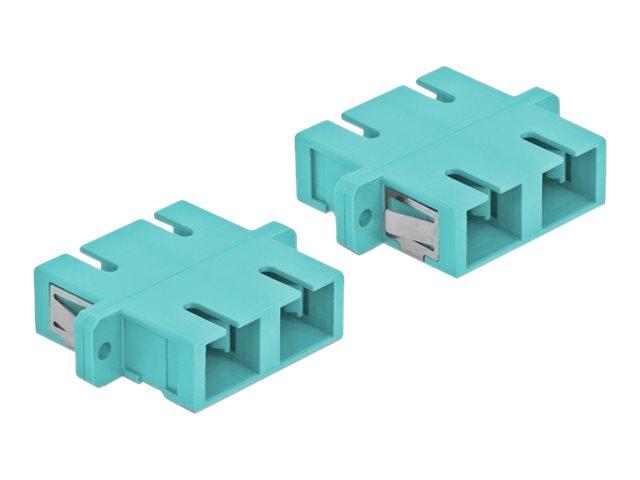 DELOCK LWL Kupplung SC Duplex Buchse zu SC Duplex Buchse Multimode 4 Stück hellblau