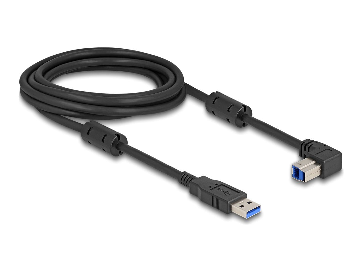 DELOCK USB 5 Gbps Kabel Typ-A Stecker zu Typ-B Stecker 90 unten gewinkelt 3m - Vorderansicht