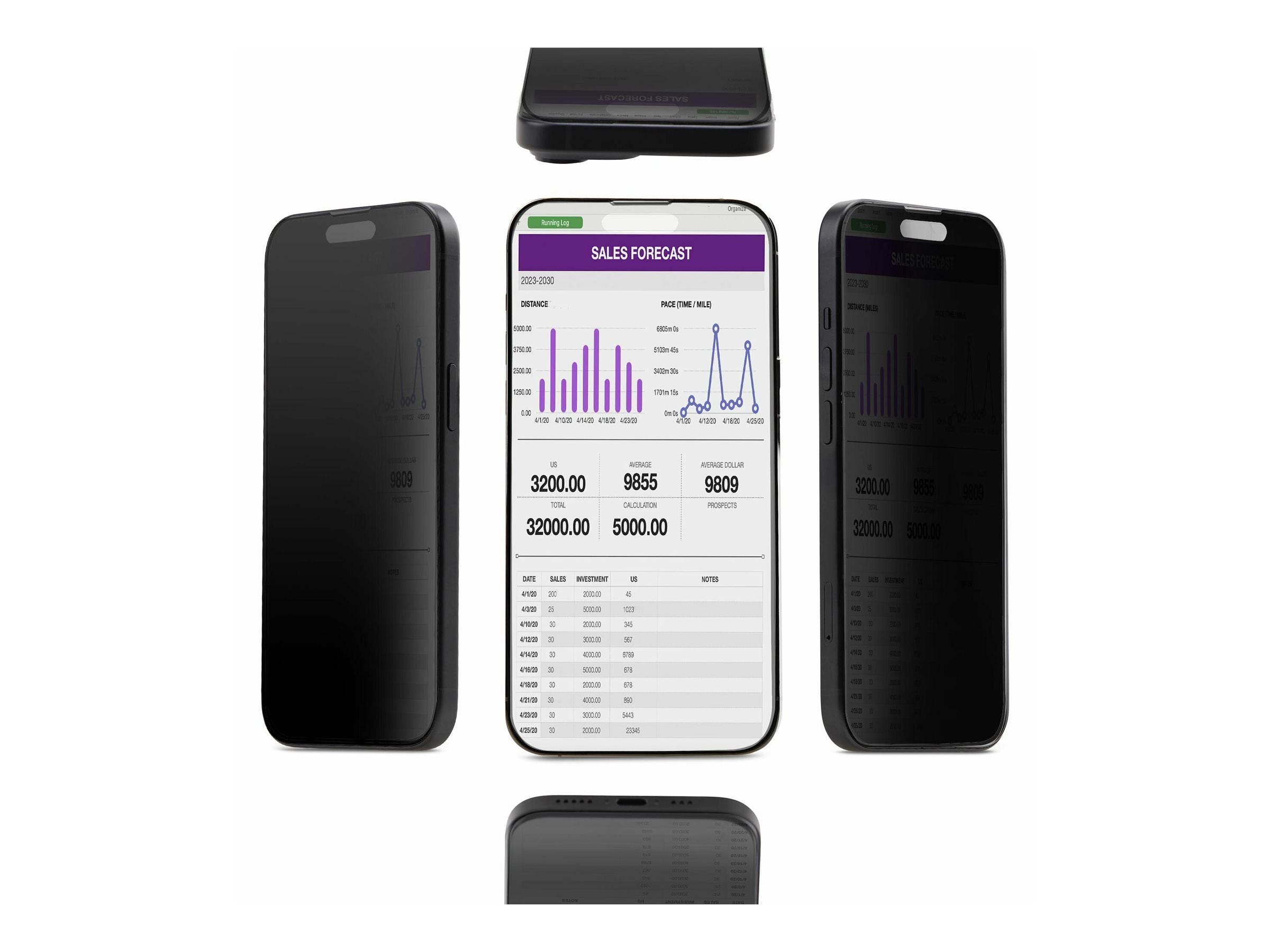 STARTECH.COM 4-Wege Blickschutzfilter fur iPhone 15 Plus Hoch-/Querformat Touch +/- 30 Blickwinkel Smartphone Panzerglas Sichtschutz