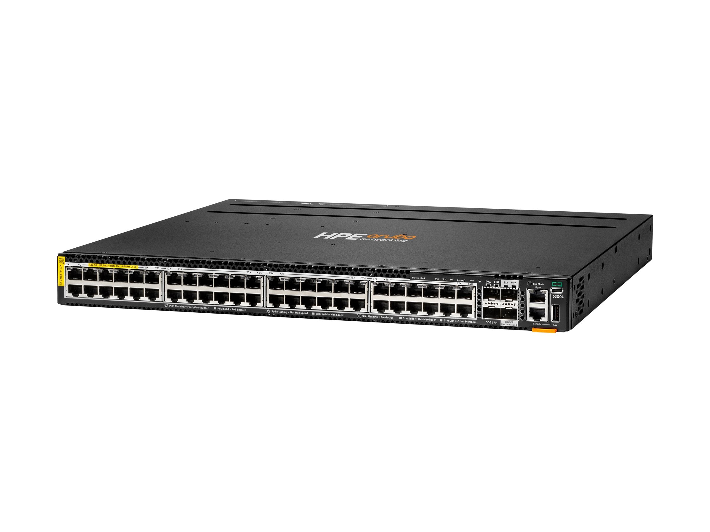 HPE Aruba Networking 6300L 48p Switch Rückansicht