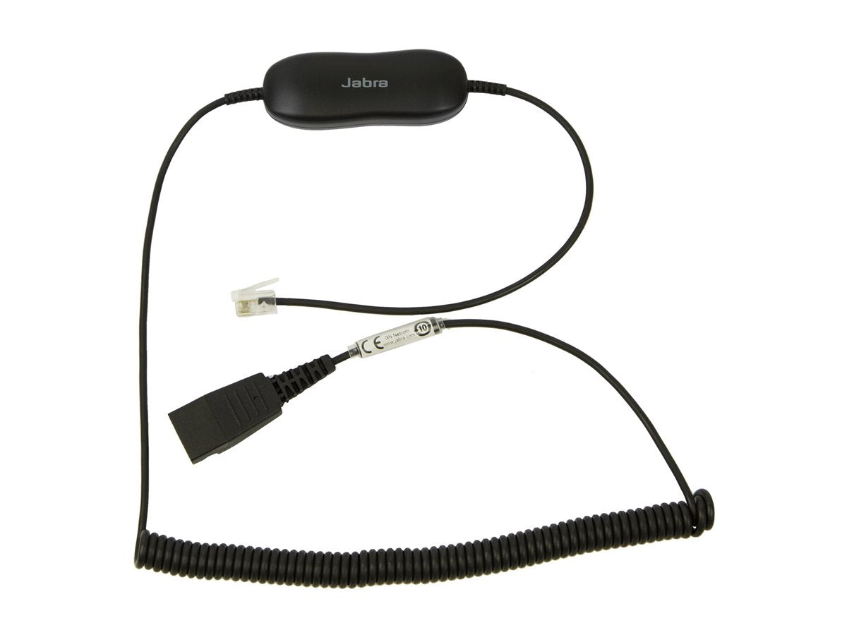 JABRA Smart Cord QD to RJ9 coiled with 8-position switch configurator for Avaya one-X Telephone system for 96XX Series