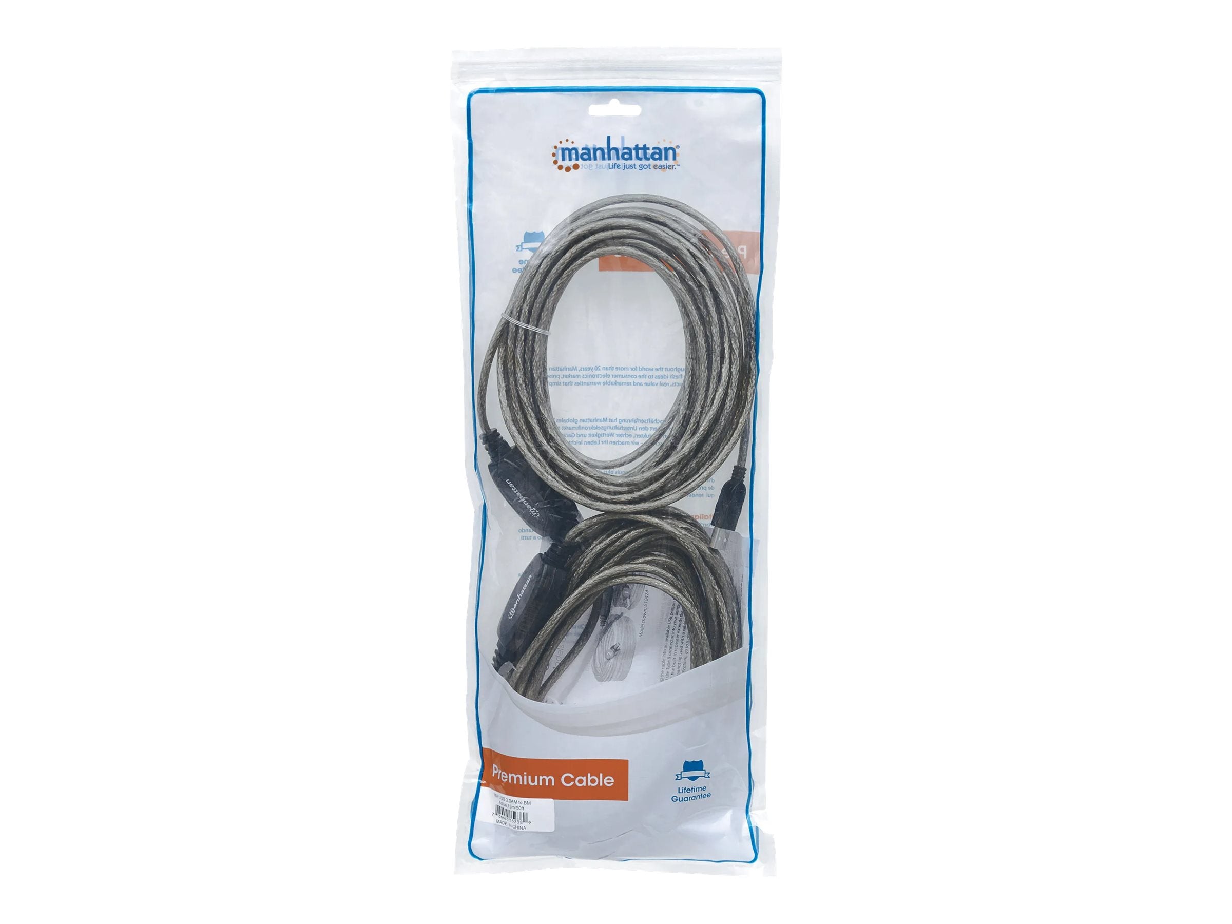 MANHATTAN Hi-Speed USB 2.0 aktives Kabel A Stecker / B Stecker 15 m - Vorderansicht