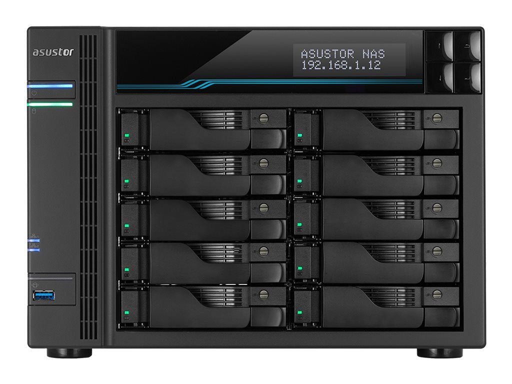 ASUSTOR AS6510T 10 Bay NAS Intel ATOM C3538 8GB DDR4 10GbE x2 2.5GbE x2 USB 3.2 Gen-1 x2 M.2 SSD 2280/2260/2242 SATA/PCIe SSD x2