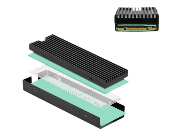DELOCK Kühlkörper für M.2 SSD 2280 schwarz - Vorderansicht