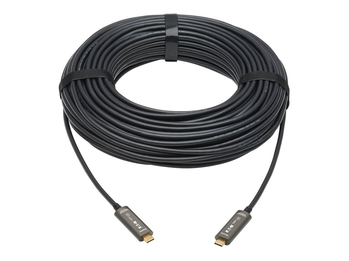EATON TRIPPLITE USB-C to USB-C Plenum-Rated Fiber Active Optical Cable AOC - 4K 60Hz HDR 4:4:4 M/M Black 30m