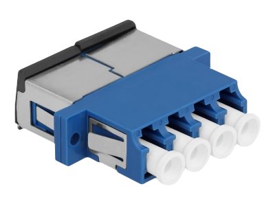 DELOCK LWL Kupplung mit Laserschutzklappe LC Quad Buchse zu LC Quad Buchse Singlemode blau