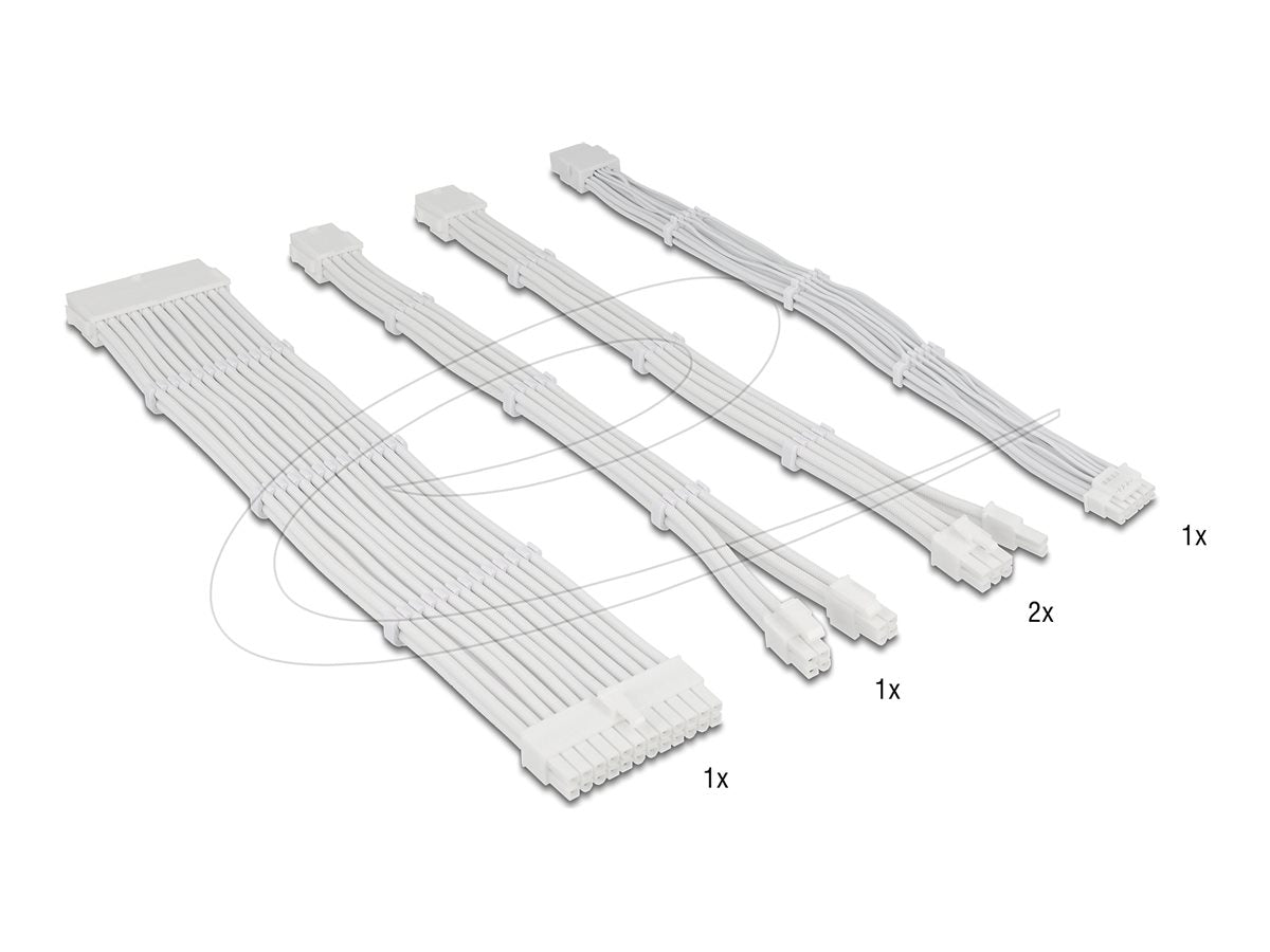 DELOCK PSU Verlängerungskabel Set 30cm 5-teilig Sleeved - Vorderansicht