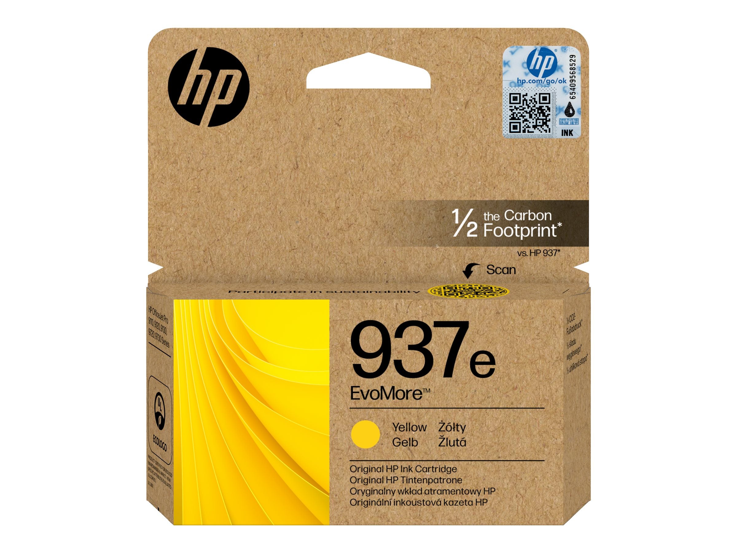HP 937e EvoMore Yellow Original Ink Cartridge Verpackung