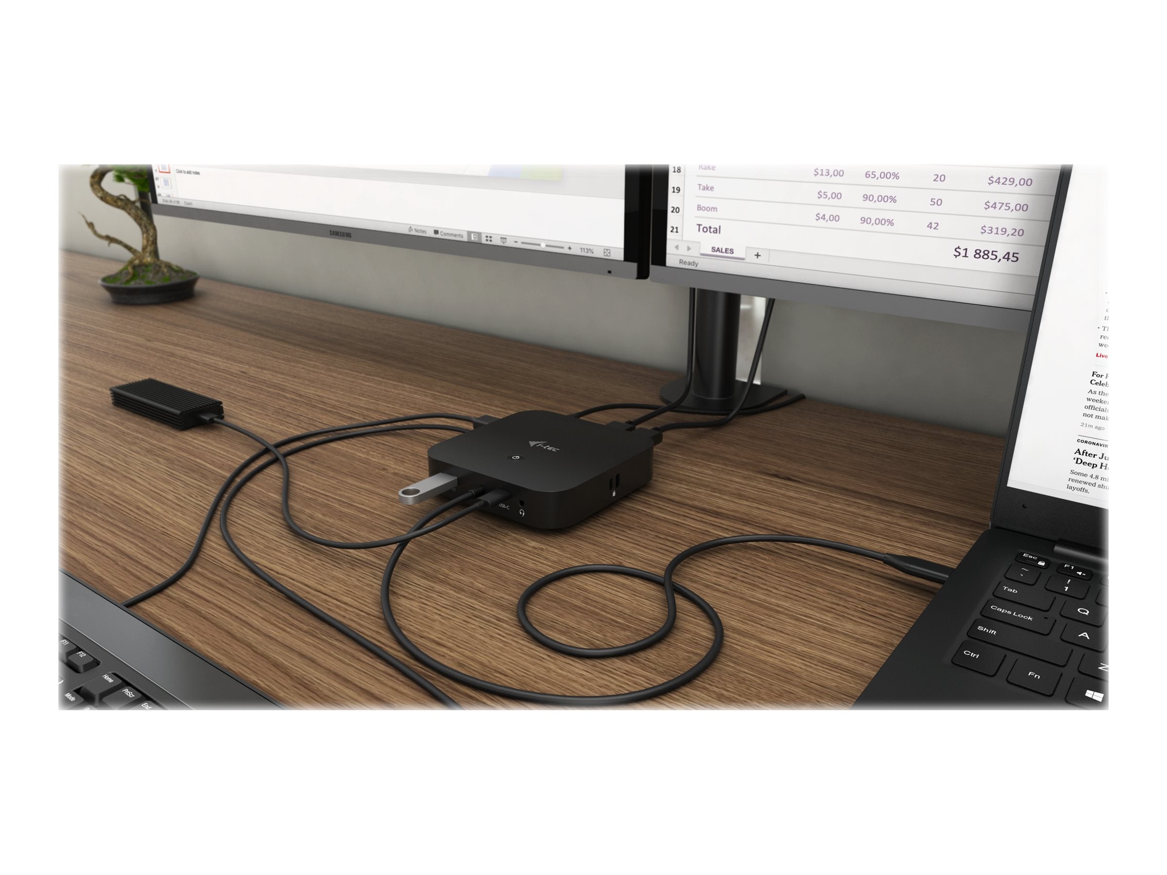 I-TEC USB-C Dual Display MST DS Dockingstation Rückansicht