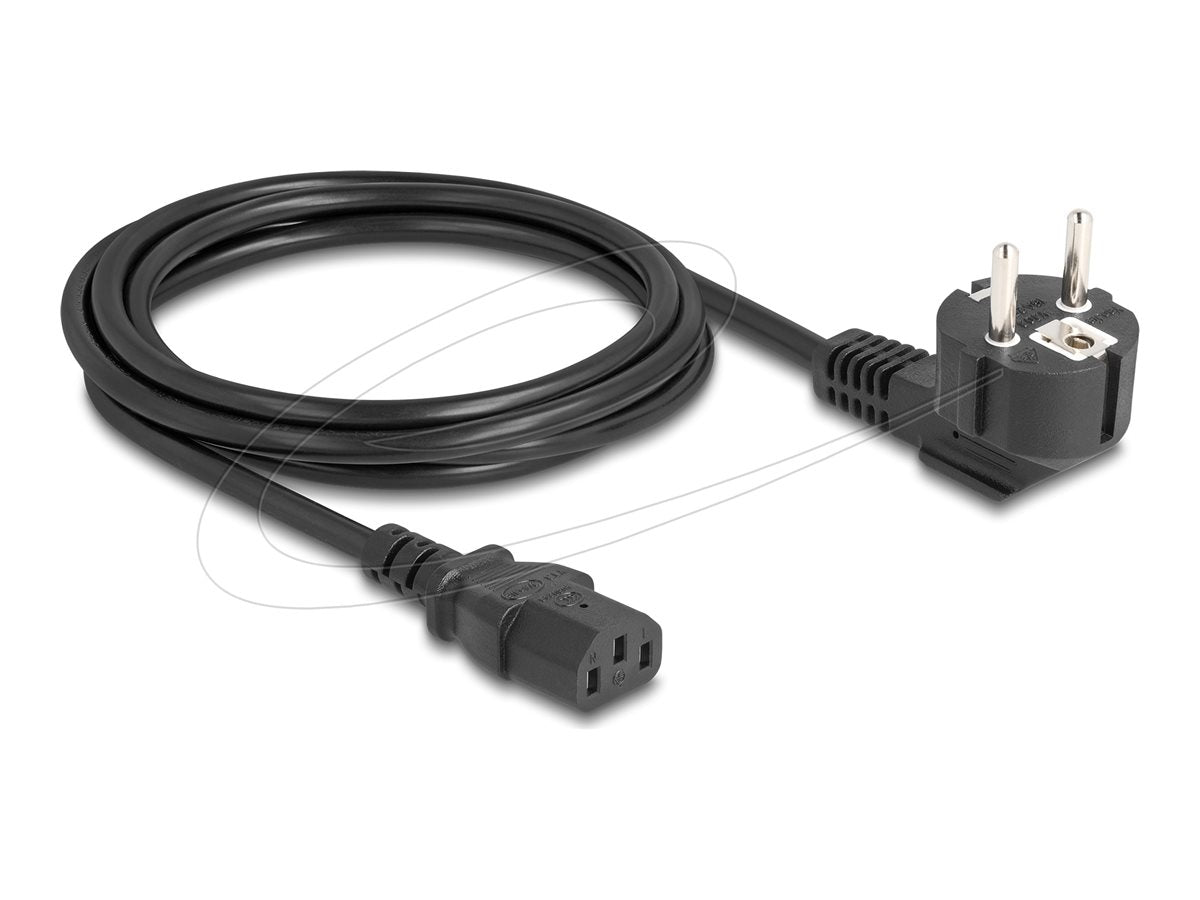 DELOCK Netzkabel CEE 7/7 90 gewinkelt auf C13 Buchse 2m - Vorderansicht
