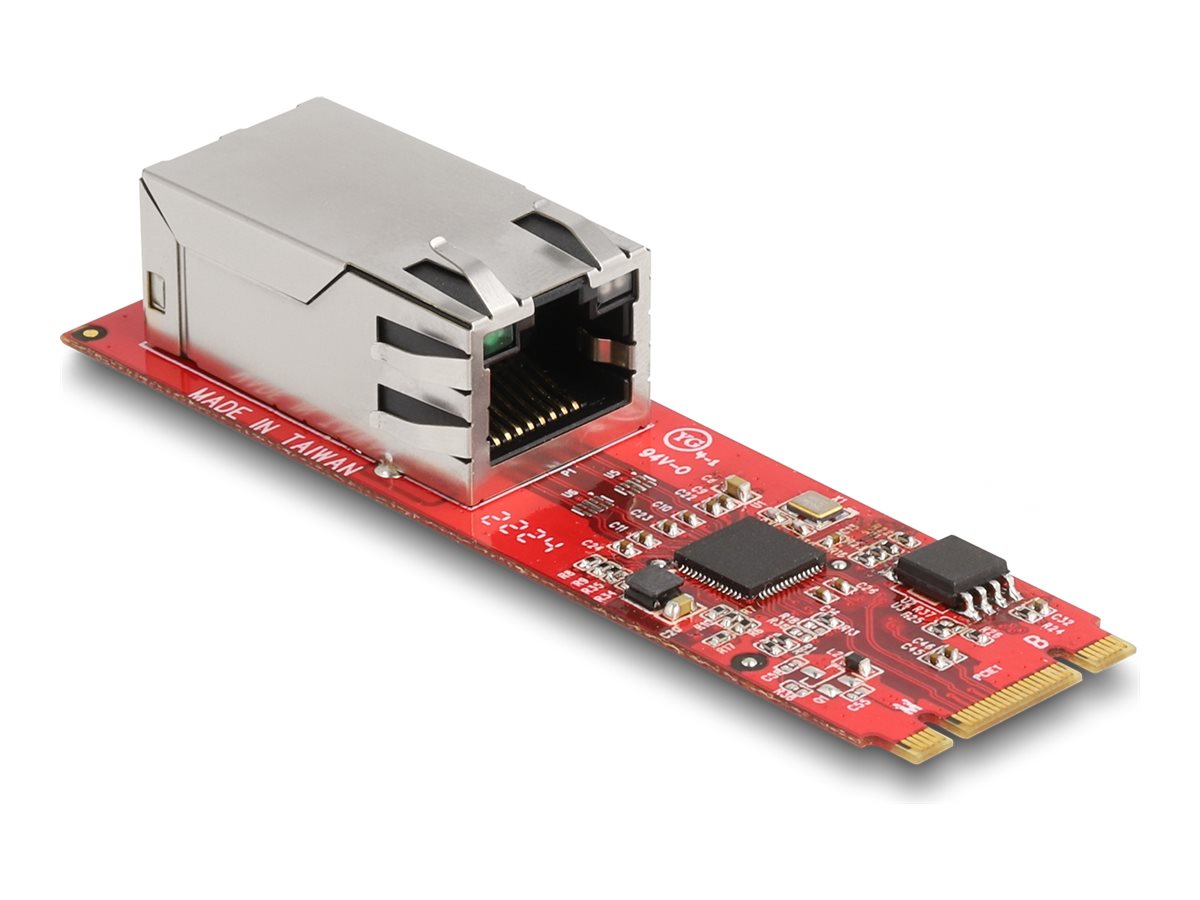 DELOCK Konverter M.2 Key B+M Stecker zu 1 x RJ45 2.5 Gigabit LAN Port horizontal - Vorderansicht